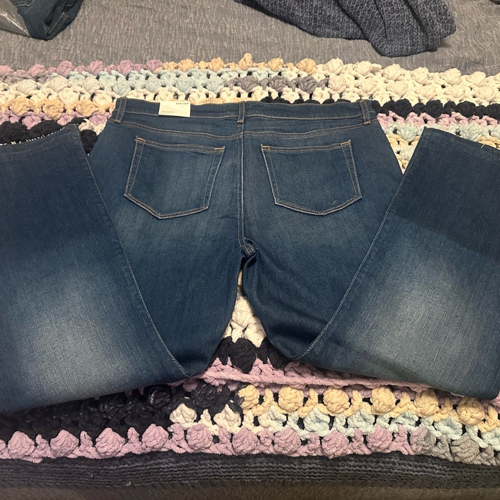 LOFT Mid Rise Boot Cut Jeans - Dark Blue - Picture 4 of 4